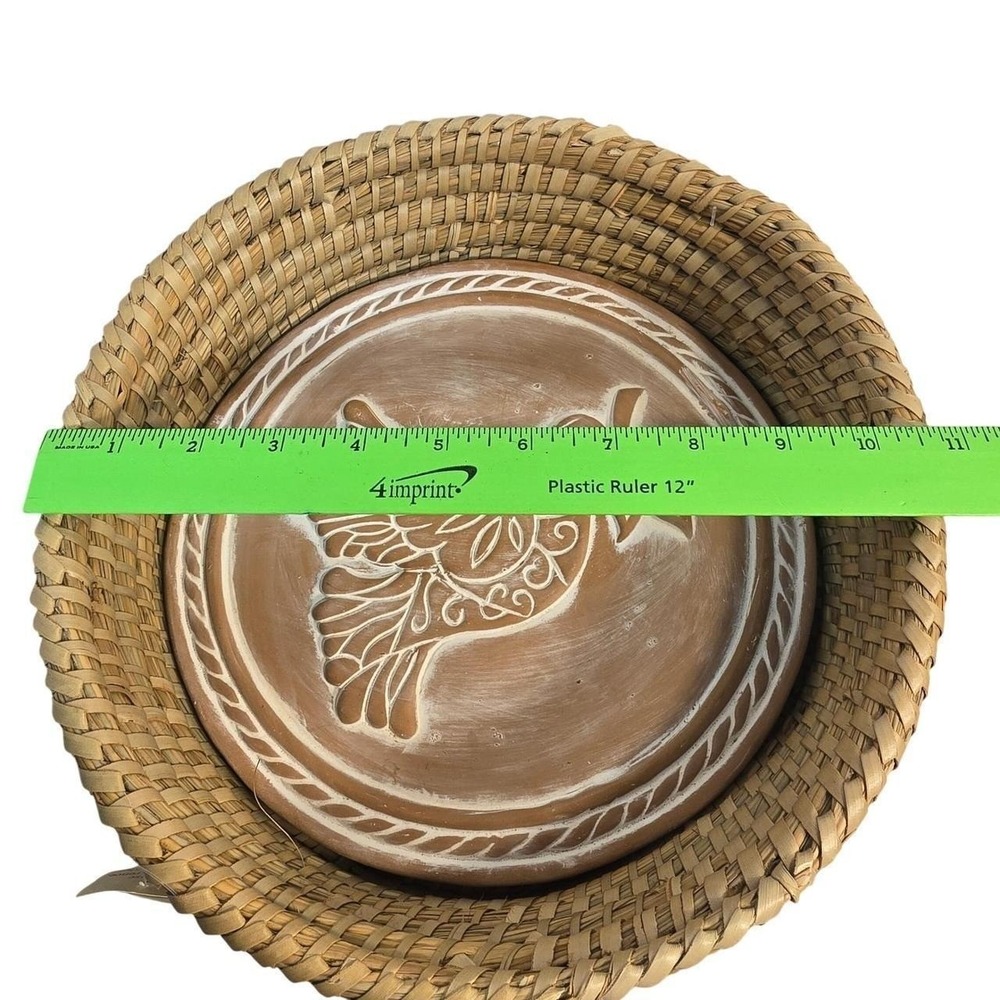 New  Fair Trade Peace Dove Terracotta Bread Warmer Woven Basket Bangladesh NEW - Picture 3 of 8